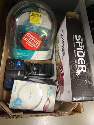 Lot 2274 - Box containing charging pad, mobile phones,...