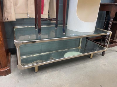 Lot 5339 - 1980's brass finished 2 tier mirrored...