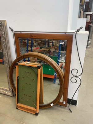 Lot 5345 - Circular oak framed mirror, large pine framed...