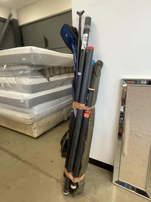 Lot 5348 - Group of fishing rods, rests and related...
