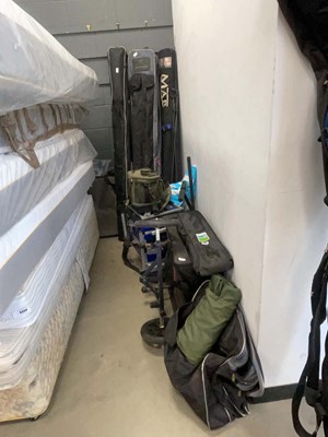 Lot 5349 - Large qty of fishing rods, rests, fisherman's...