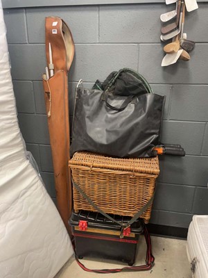Lot 5357 - Bag of fishing rods together with keep net,...