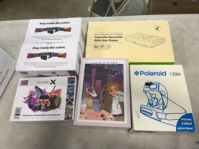 Lot 2296 - Box containing cassette record and USB player,...