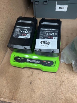 Lot 4606 - Pair of Greenworks rechargeable batteries and...