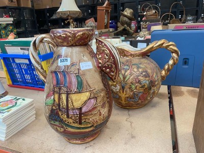 Lot 5371 - 2 English colourful decorative jugs