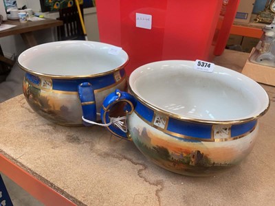 Lot 5374 - Pair of transfer printed chamber pots