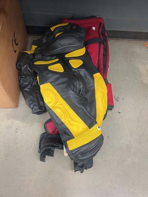 Lot 4619 - Motorbike rider's suit and a Woodworks cricket...