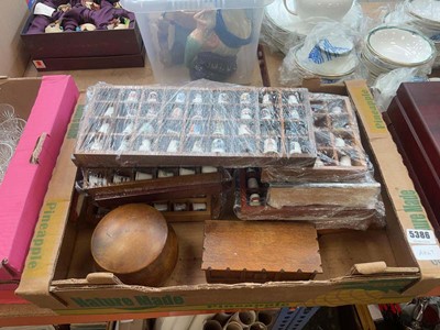Lot 5386 - Box of assorted thimbles together with a...