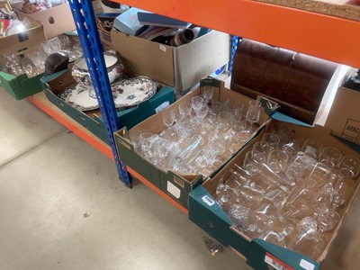Lot 5394 - 4 trays of glassware, transfer printed...