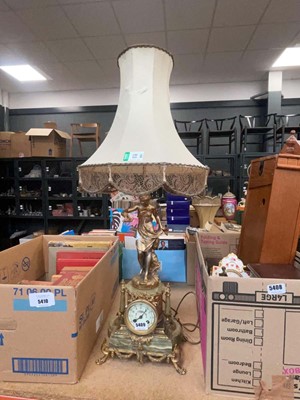 Lot 5409 - French mantle clock lamp combination