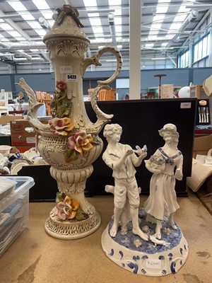 Lot 5423 - Capo De Monte figural group together with...
