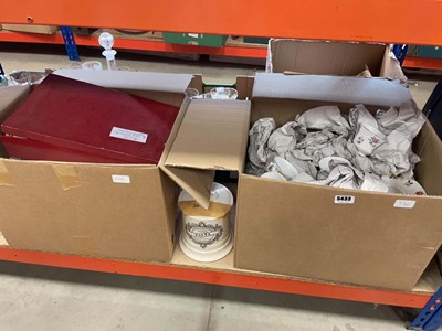 Lot 5433 - 2 boxes of ceramics, pasta container, glass...