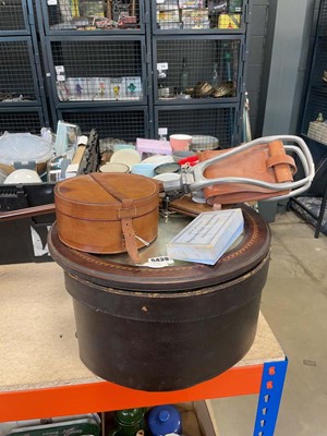 Lot 5439 - Leather collar box, auction bridge scoring...