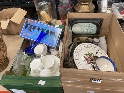 Lot 5444 - 2 boxes containing ornamental figures, tea...