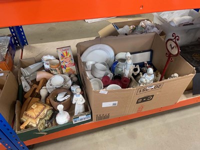 Lot 5452 - 2 boxes containing cottage teapot, ornamental...