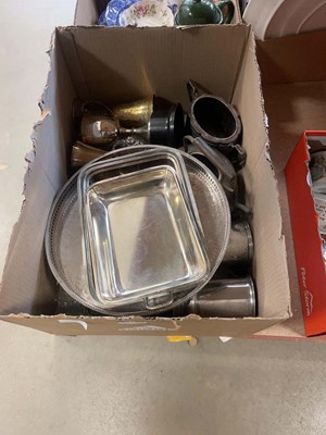 Lot 5470 - Box containing large group of silver plated...