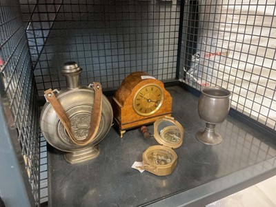 Lot 5474 - Cage containing reproduction compass, walnut...