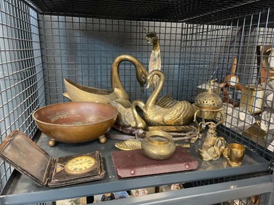 Lot 5476 - Cage containing Goliath pocket watch, brass...