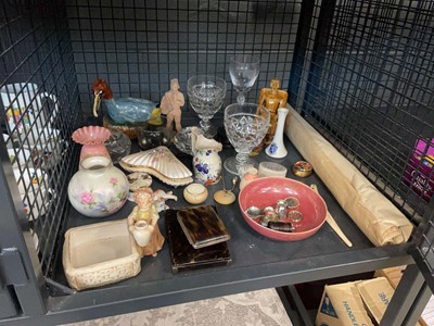 Lot 5497 - Cage containing metal wares, collectables,...