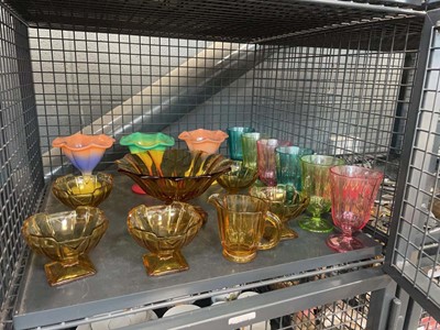 Lot 5499 - Cage containing coloured moulded glass