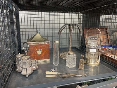 Lot 5506 - Cage containing silver plated urn base...