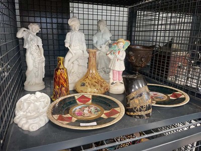Lot 5509 - Cage containing figures, Spelter twin handled...