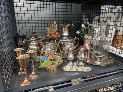 Lot 5511 - Cage containing various silver plated wares...
