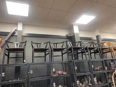 Lot 5514 - Set of 6 wishbone style ebonised chairs