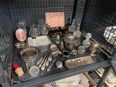 Lot 5517 - Cage containing various silver plated wares,...