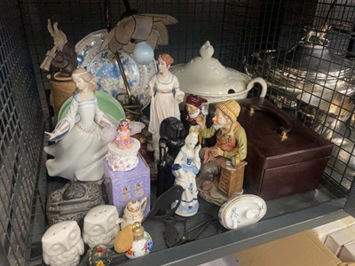 Lot 5525 - Cage containing assorted figures, jewellery...
