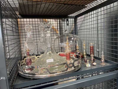 Lot 5540 - Cage containing scent bottles, glass dome,...