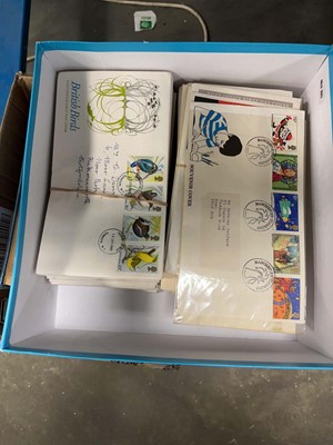 Lot 2370 - Four boxes of stamps, albums and first day covers