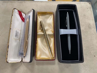 Lot 2455 - 2 cross pens and a shaeffer pen, all in cases