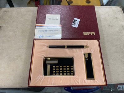 Lot 2470 - SFR pen, lighter and calculator set, boxed