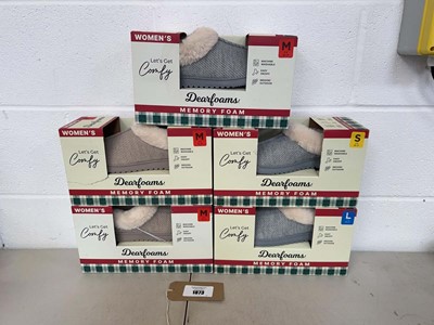 Lot 1873 - x5 pairs of ladies Dearfoam memory foam slippers