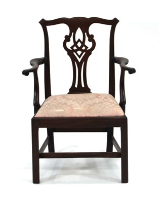 Lot 15 - A late Georgian mahogany open armchair with a...