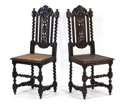 Lot 18 - A pair of Victorian oak and bergère hall...
