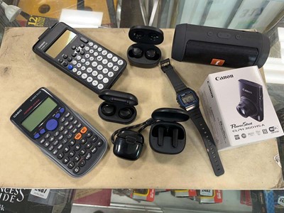 Lot 2489 - Bag containing portable speakers Casio watch...