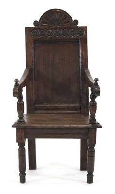 Lot 16 - A late 17th century Wainscott chair, the...
