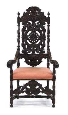 Lot 17 - A 19th century oak hall chair in the 17th...