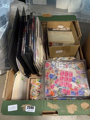 Lot 2590 - Box of stamps and stamp albums
