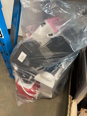 Lot 2591 - Bag of items including syringe, cane, full...