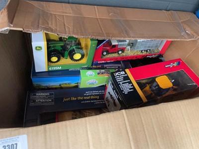 Lot 3307 - Box of various model farm vehicles to include...