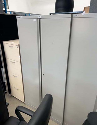 Lot 4436 - Bisley two door grey office stationery cupboard