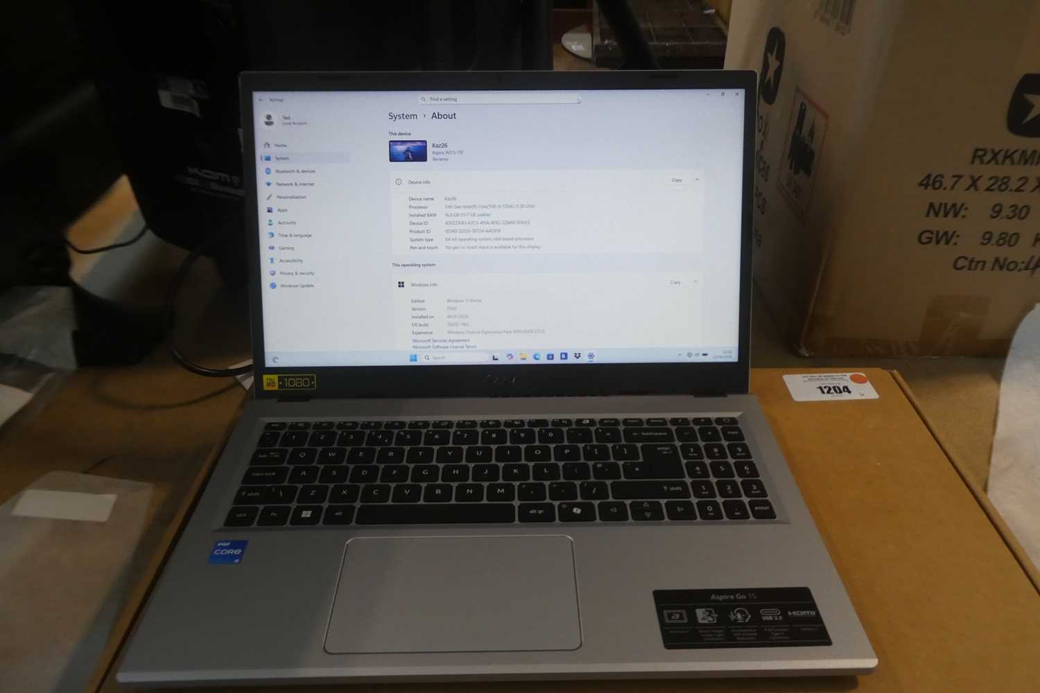 Lot 1204 - Acer Aspire Go 15 AG15-71P-55ZC laptop, Intel...