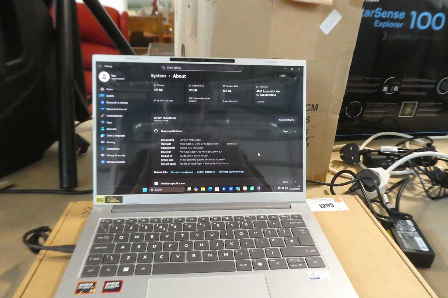 Lot 1205 - Acer Aspire 14 AI A14-61M-R395, AMD Ryzen AI 5...