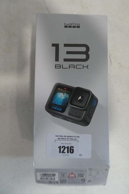 Lot 1216 - GoPro 13 Black action cam, boxed with case, 2x...