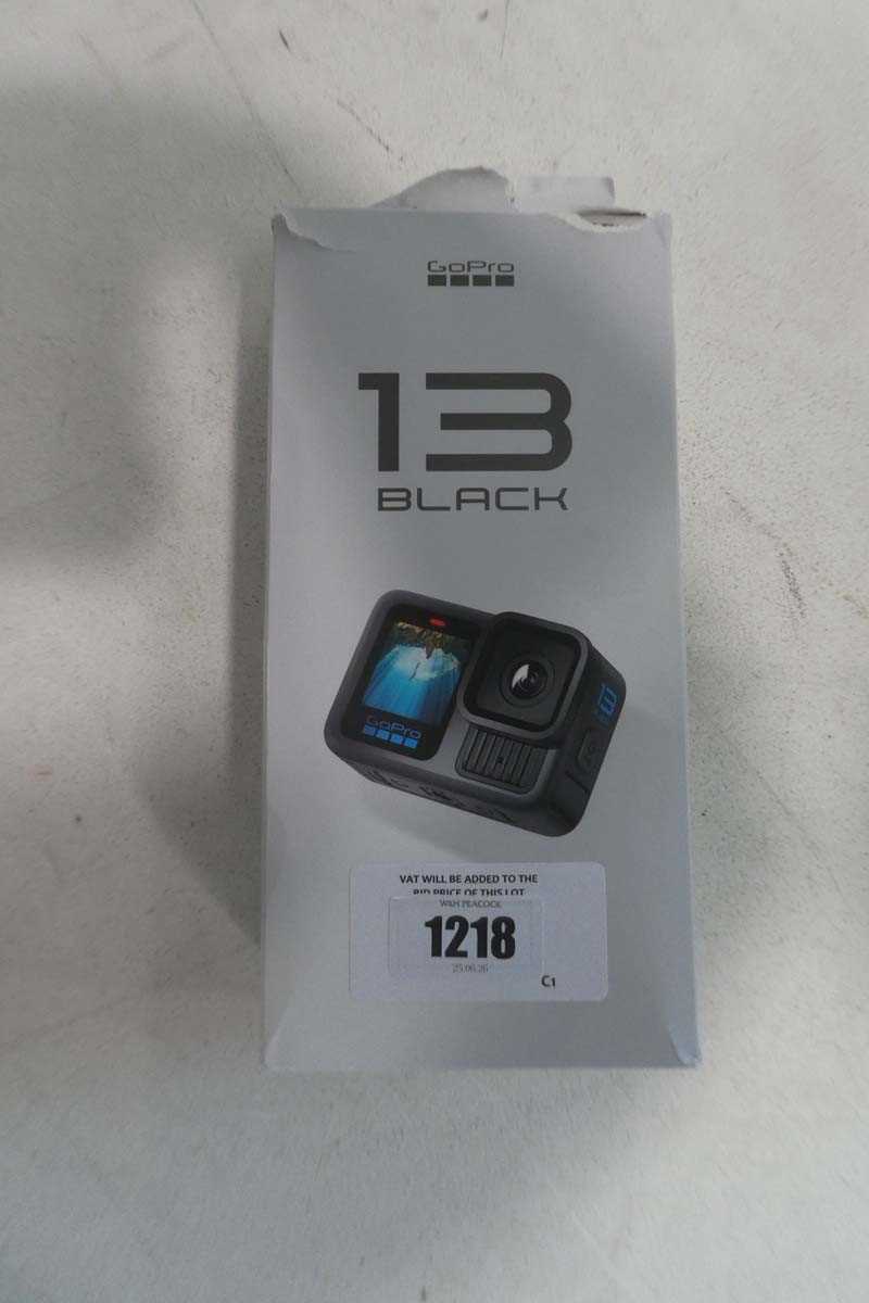 Lot 1218 - GoPro 13 Black action cam, boxed with case and...