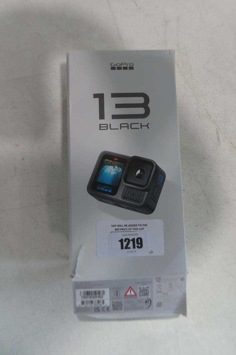 Lot 1219 - GoPro 13 Black action cam, boxed with case 2x...