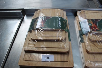 Lot 266 - Bamboo 3-piece chopping board set plus 1 large...